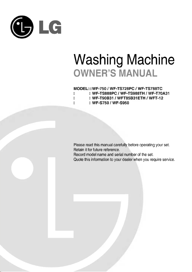 Page n°1 - Manuel utilisateur LG WFT85B31EHT