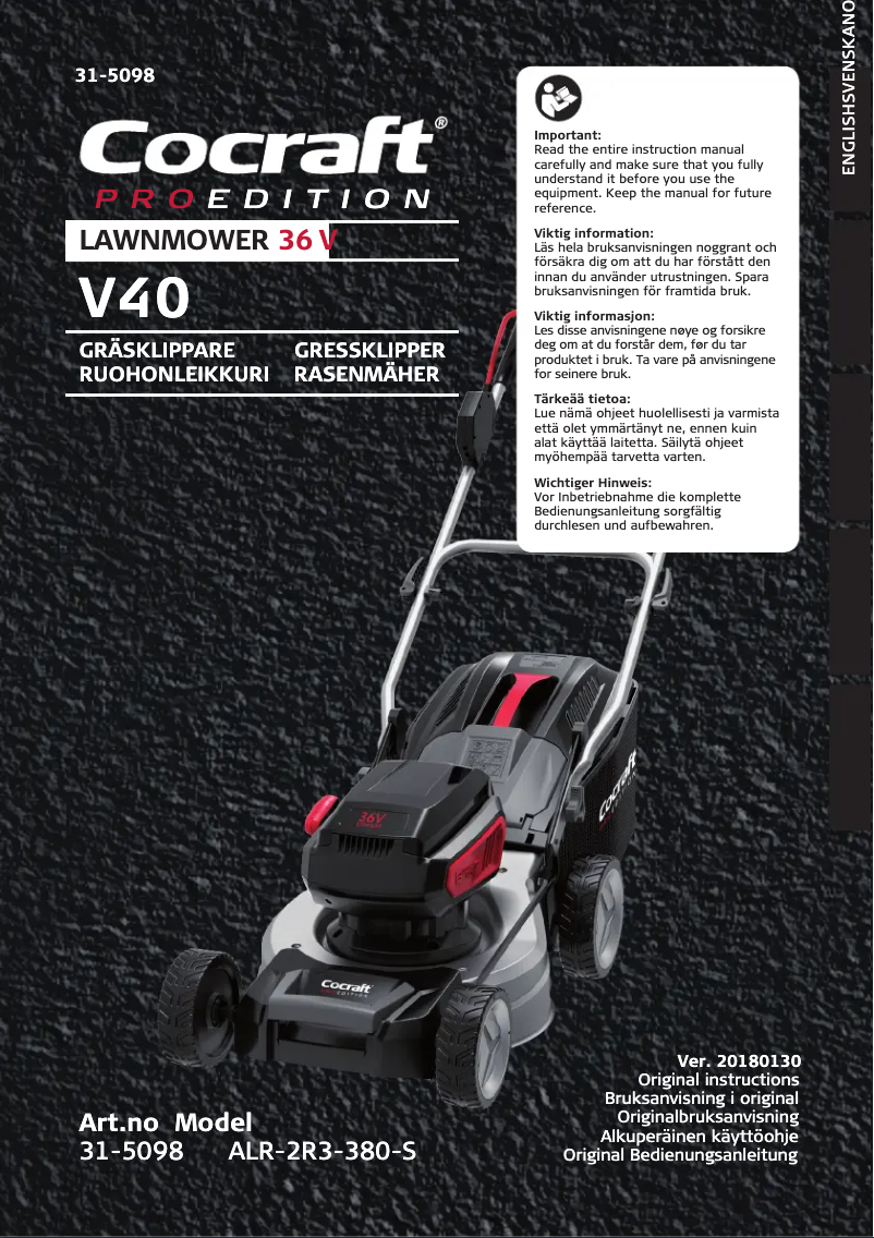 Image de la première page du manuel de l'appareil PRO Edition V40