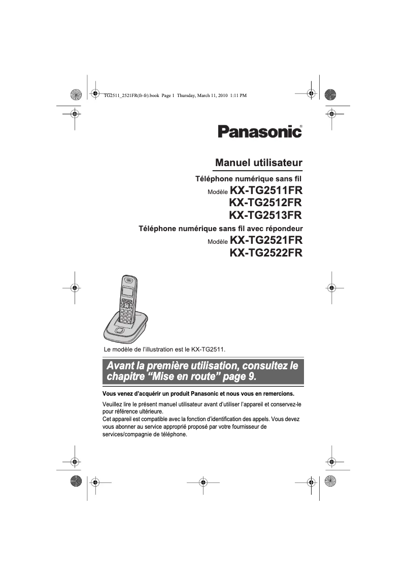 Imagen de la primera página del manual del dispositivo KX-TG2512FR