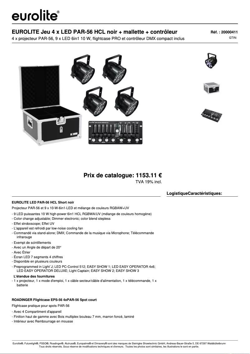 Página 1 del manual Ficha técnica Eurolite LED PAR-56 HCL