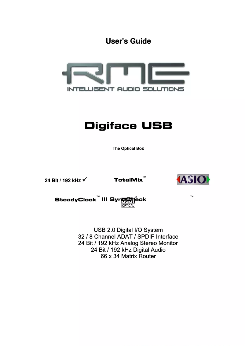 Page n°1 - Manuel utilisateur RME Digiface USB