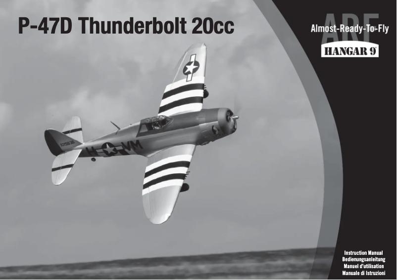 Image de la première page du manuel de l'appareil P-47D Thunderbolt 20cc