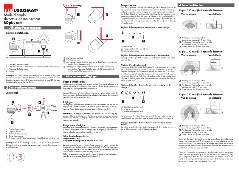 Page n°1 - Manuel utilisateur B.E.G. Luxomat RC-plus next