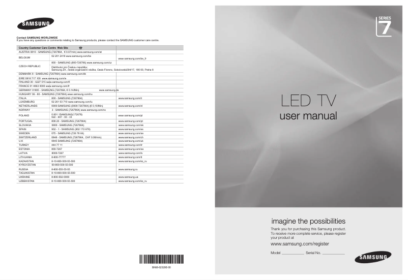 Page n°1 - Manuel utilisateur Samsung UE55B7090