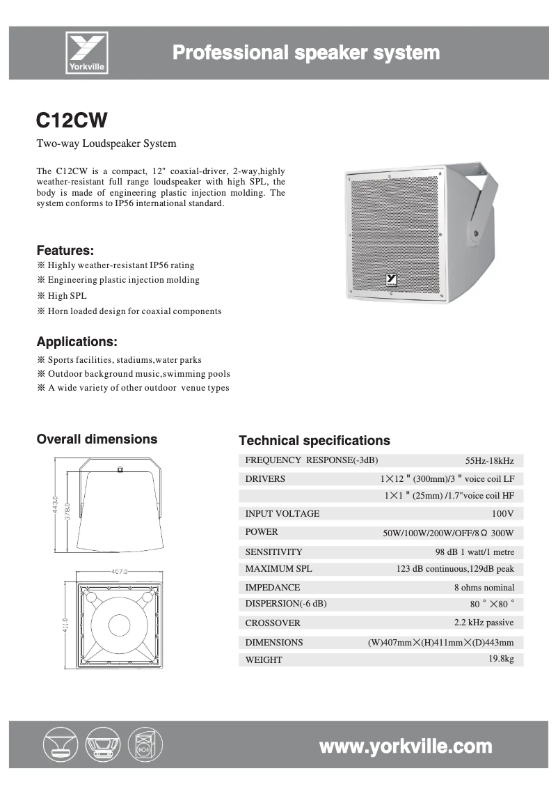 Page n°1 - Manuel utilisateur Yorkville C12CW
