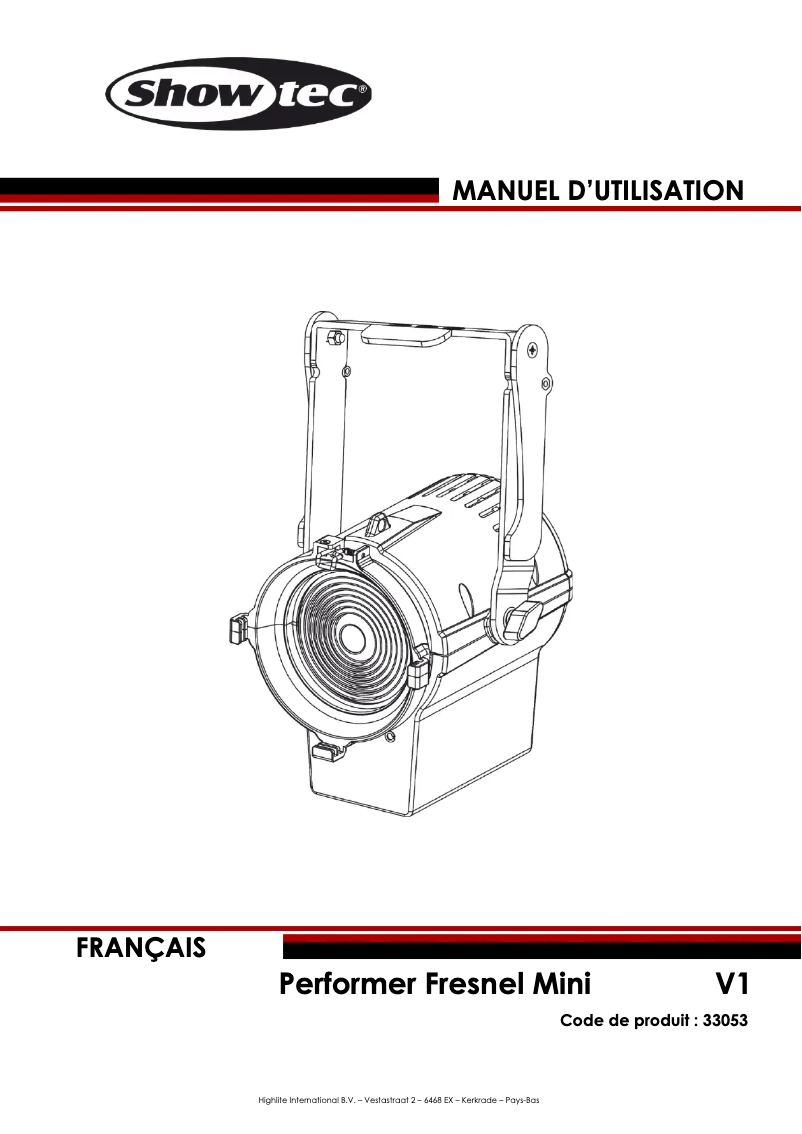Page n°1 - Manuel utilisateur Showtec Performer Fresnel Mini DDT