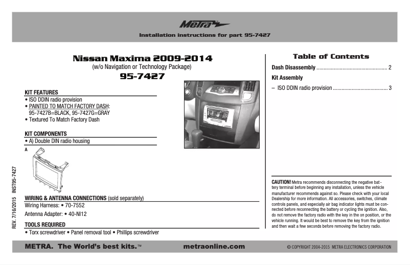 Image de la première page du manuel de l'appareil 95-7427G