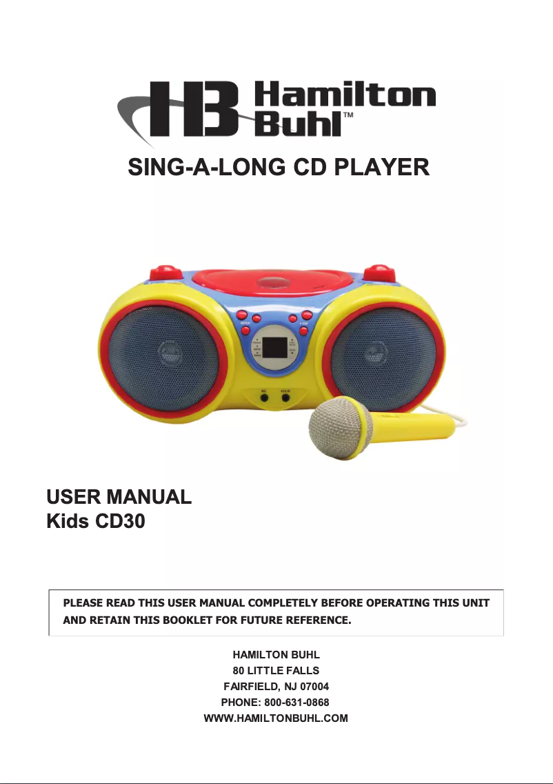 Image de la première page du manuel de l'appareil KIDS-CD30