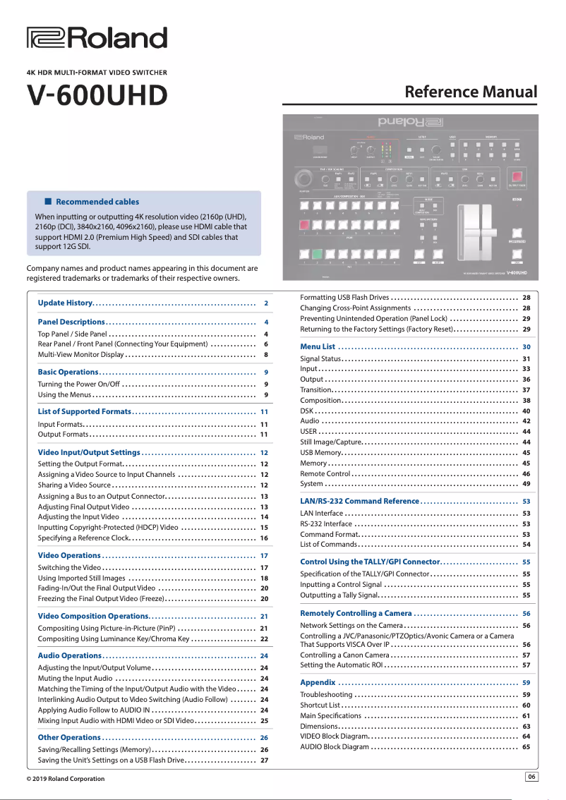 Page n°1 - Manuel utilisateur Roland V-600UHD