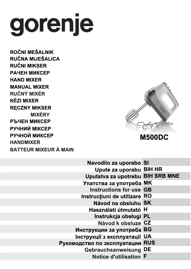 Page 1 de la notice Manuel utilisateur Gorenje M500DC