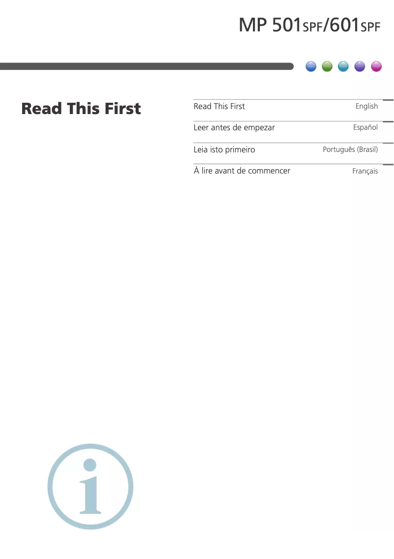 Page n°1 - Manuel utilisateur Ricoh MP 501SPF
