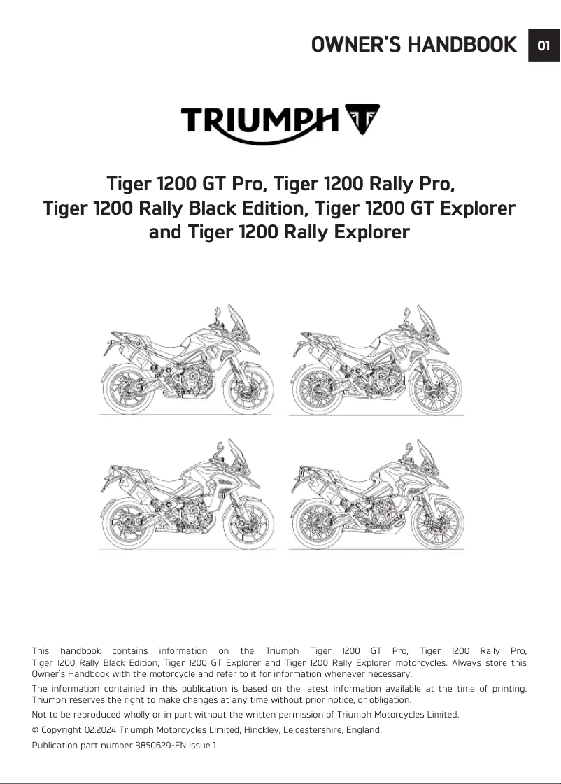 Image de la première page du manuel de l'appareil Tiger 1200 Rally (2024)
