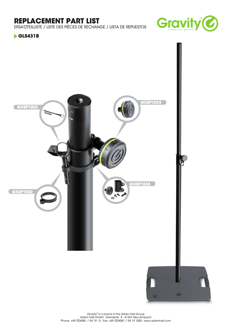 Page 1 de la notice Fiche technique Gravity LS 431 B