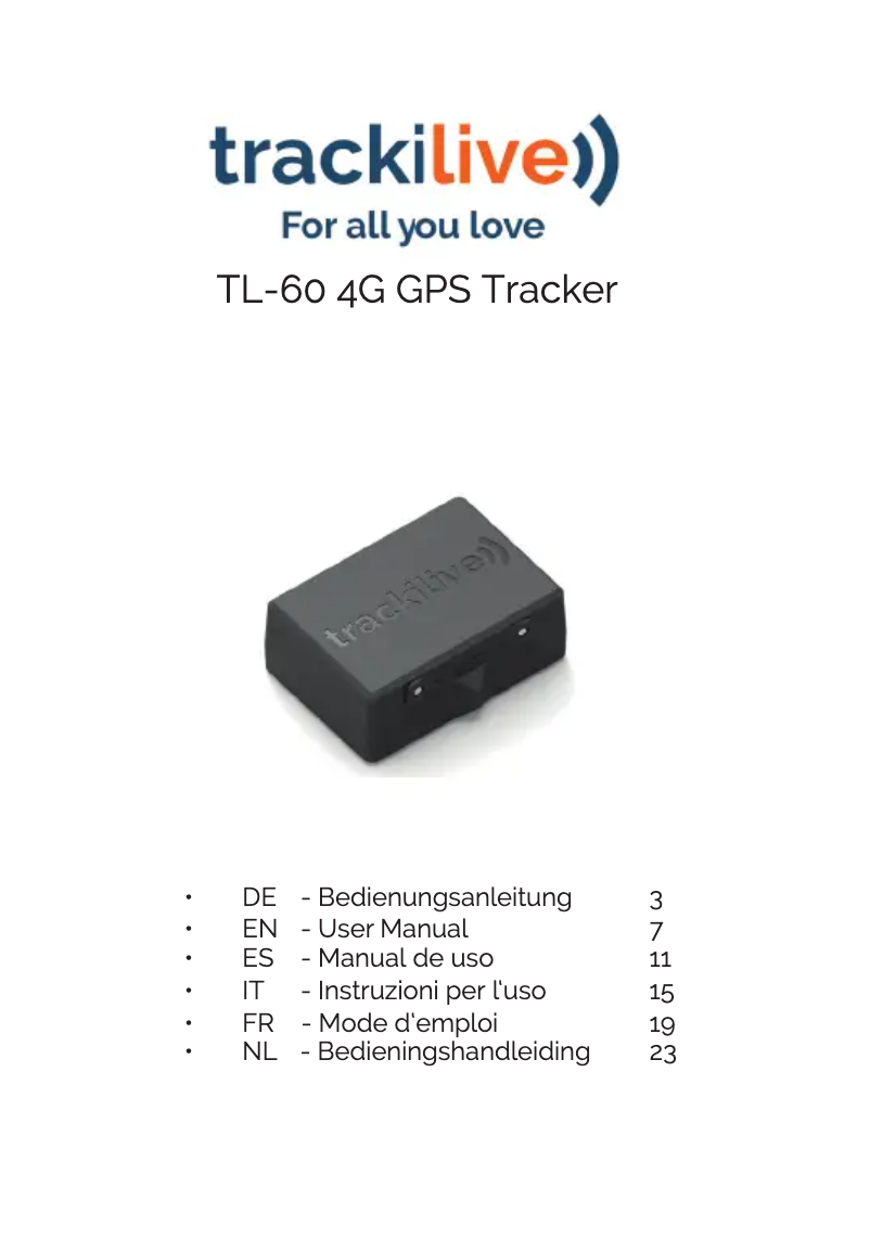 Page n°1 - Manuel utilisateur Trackilive TL-60