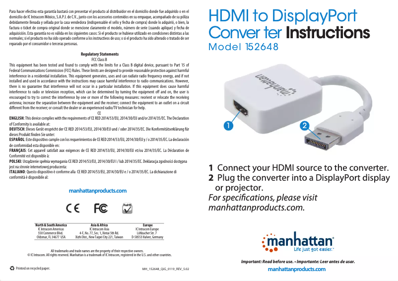 Page n°1 - Manuel utilisateur Manhattan 152648