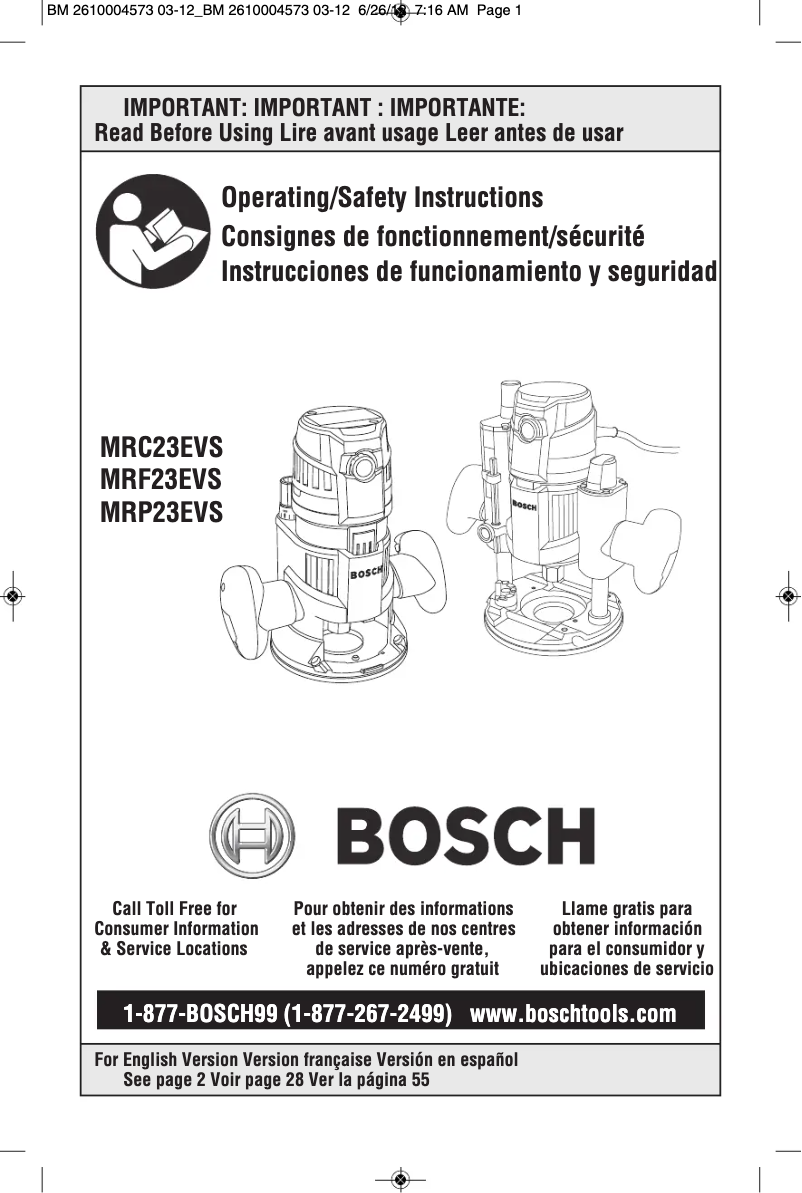 Page 1 of the manual User Manual Bosch MRP23EVS