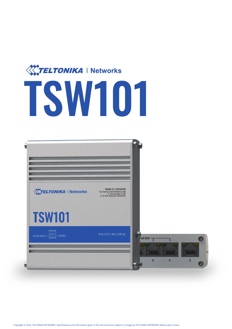 Page n°1 - Guide de démarrage rapide Teltonika TSW101