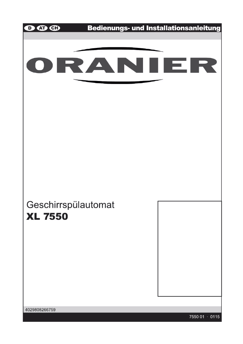 Page n°1 - Manuel utilisateur Oranier XL 7550