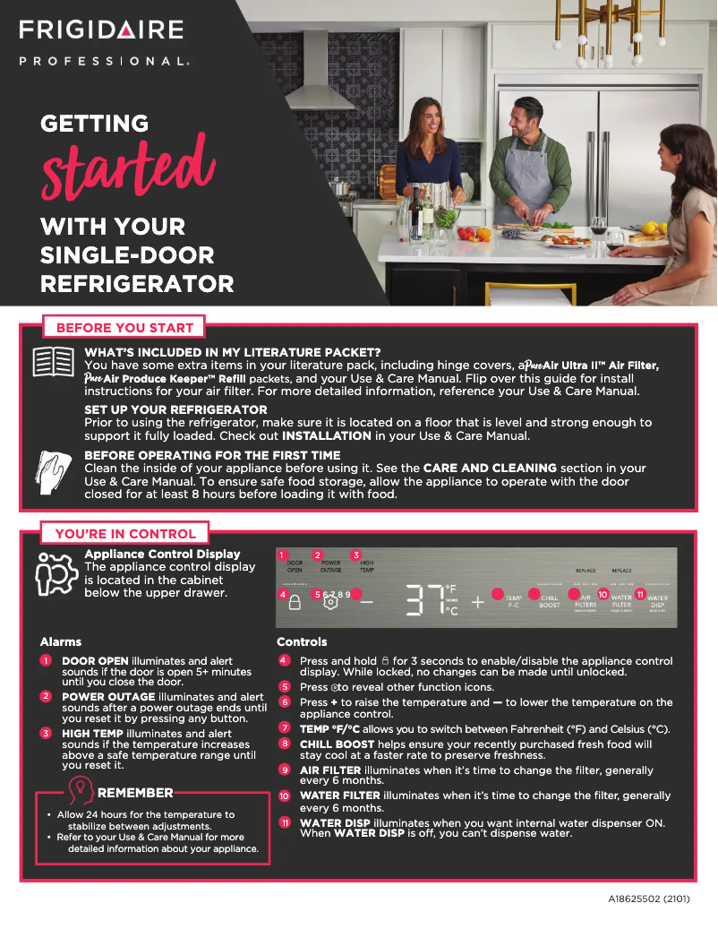 Page n°1 - Guide de démarrage rapide Frigidaire FPRU19F8WF