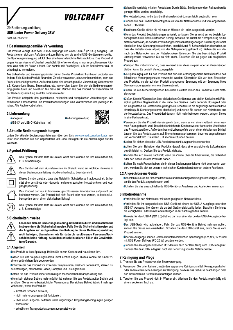 Page 1 de la notice Manuel utilisateur Voltcraft UC-3ACX001