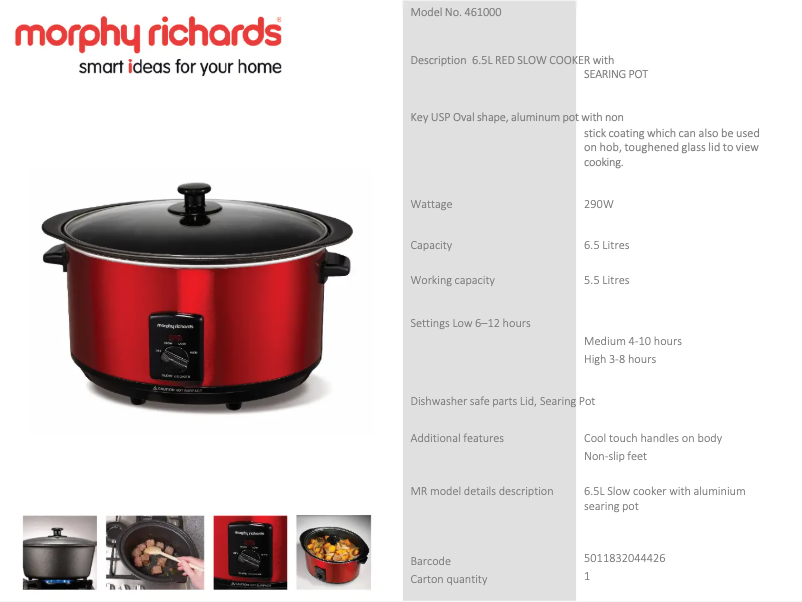 Página 1 del manual Ficha técnica Morphy Richards 461000