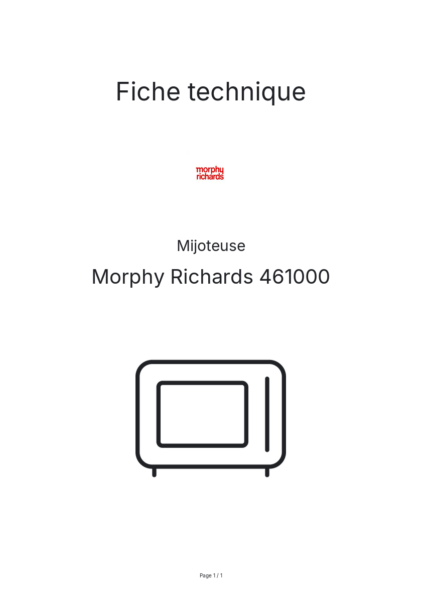 Image de la première page du manuel de l'appareil 461000