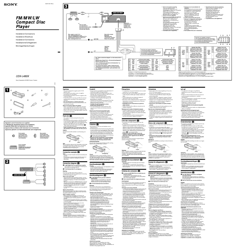 Page 1 de la notice Guide d'installation Sony CDX-L480X