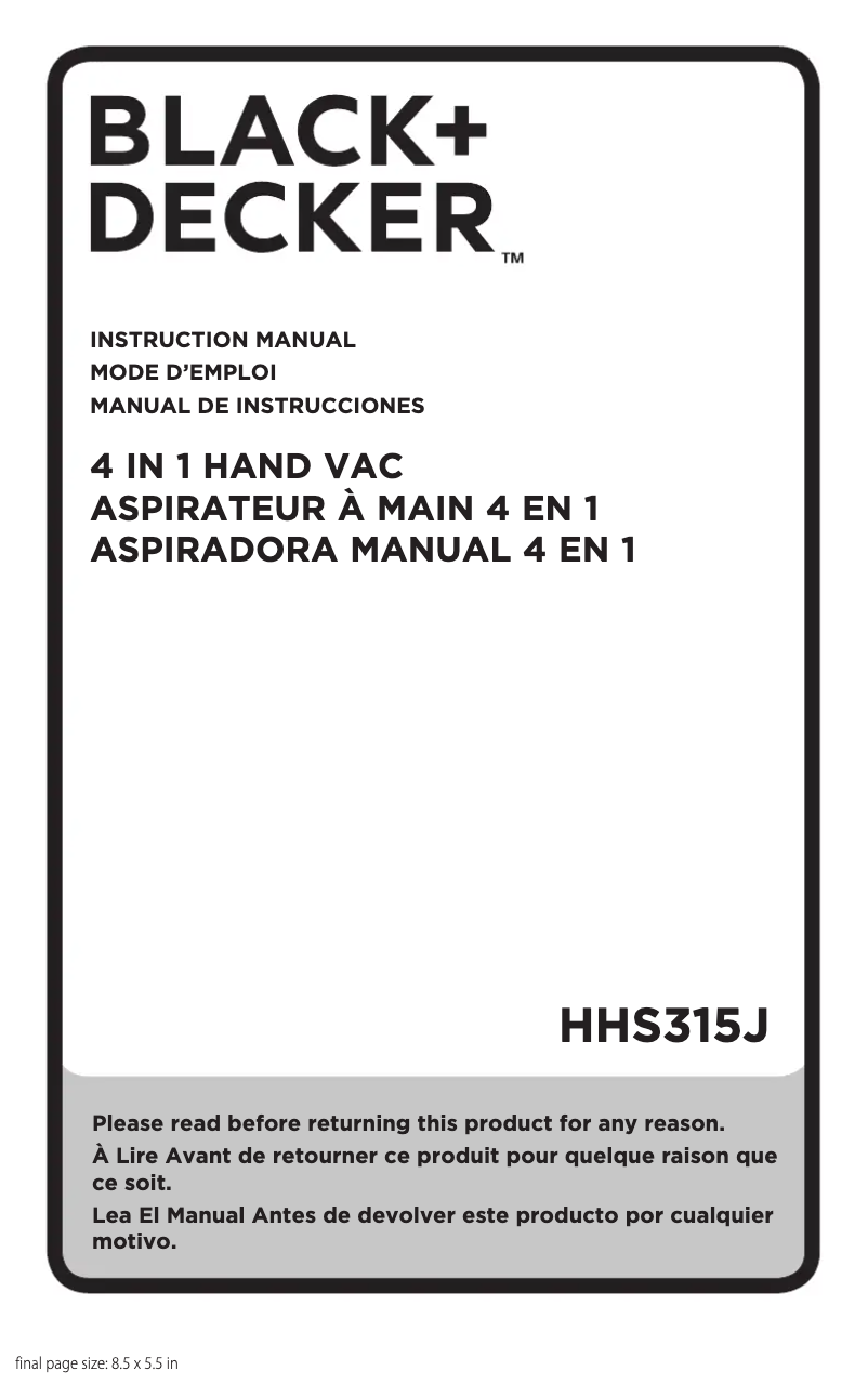 Page n°1 - Manuel utilisateur Black & Decker HHS315J22