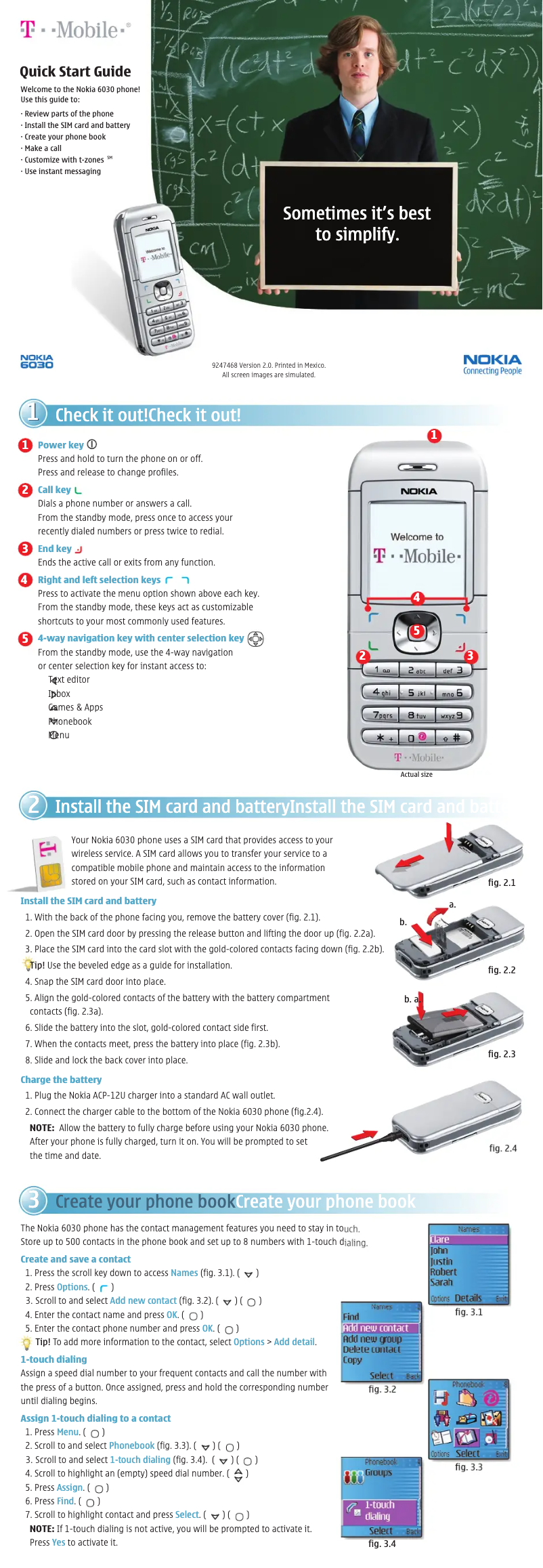 Page 1 de la notice Guide de démarrage rapide Nokia 6030