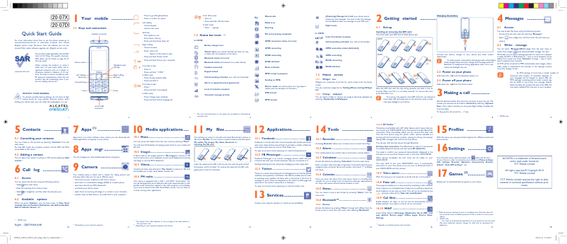 Page 1 de la notice Manuel utilisateur Alcatel One Touch 2007D