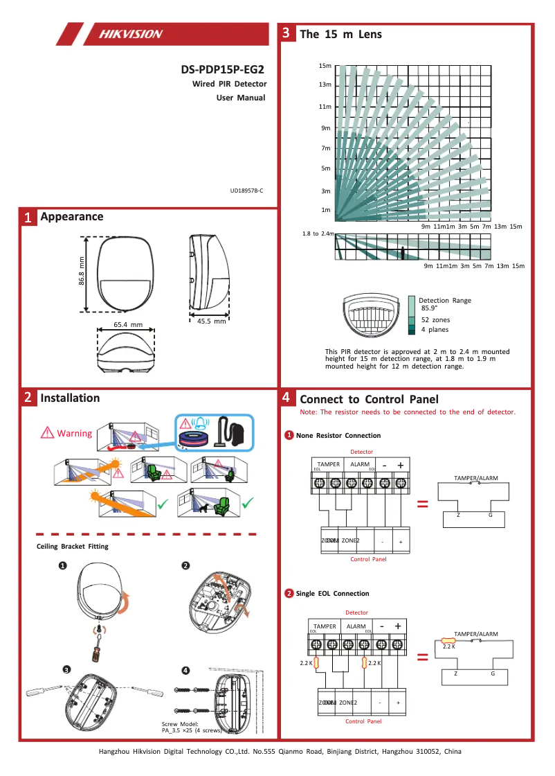 Page n°1 - Manuel utilisateur Hikvision DS-PDP15P-EG2