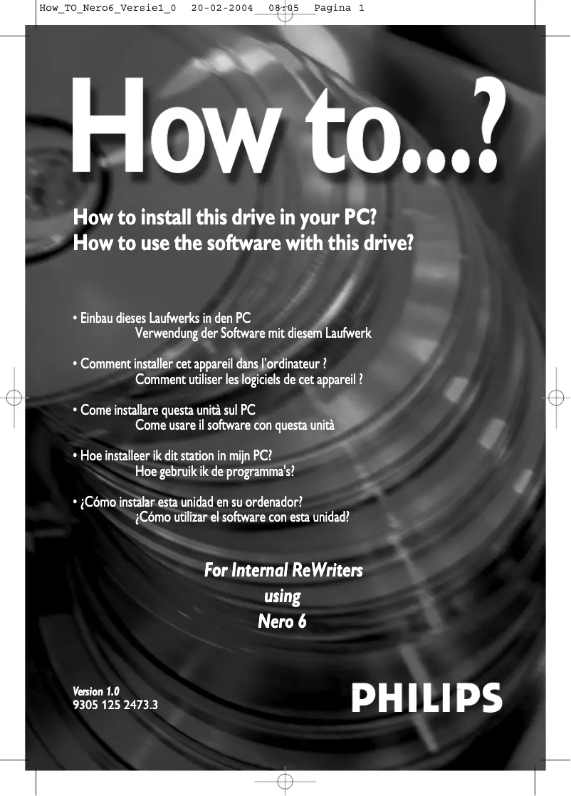Page n°1 - Manuel utilisateur Philips DVDRW885