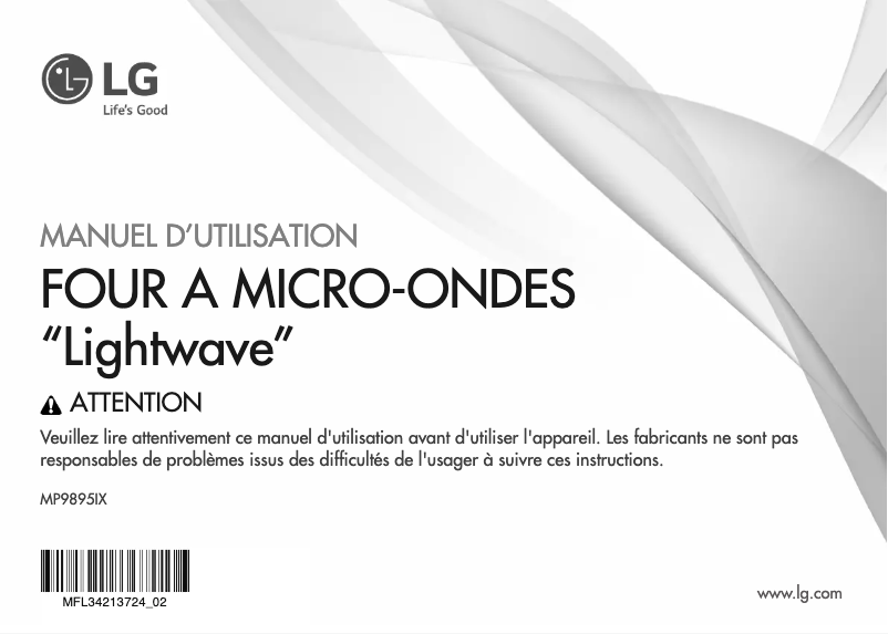 Page n°1 - Manuel utilisateur LG MP9895IX