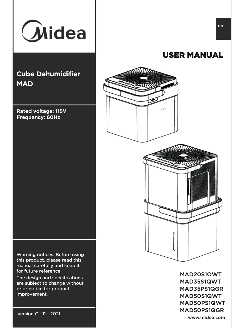 Page n°1 - Manuel utilisateur Midea MAD35PS1QGR