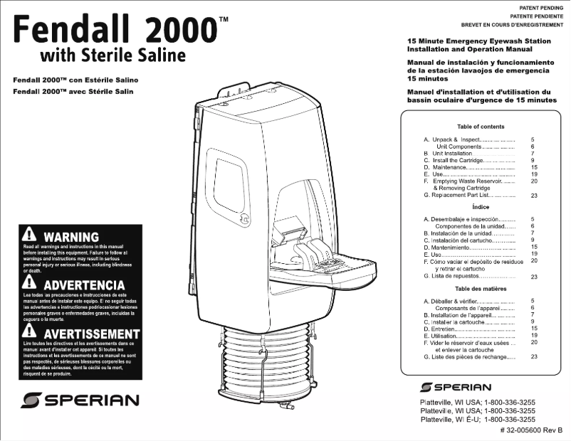 Page 1 de la notice Manuel utilisateur Honeywell Fendall 2000