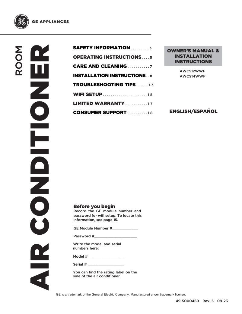 Page 1 de la notice Guide d'installation GE AHY14LZ