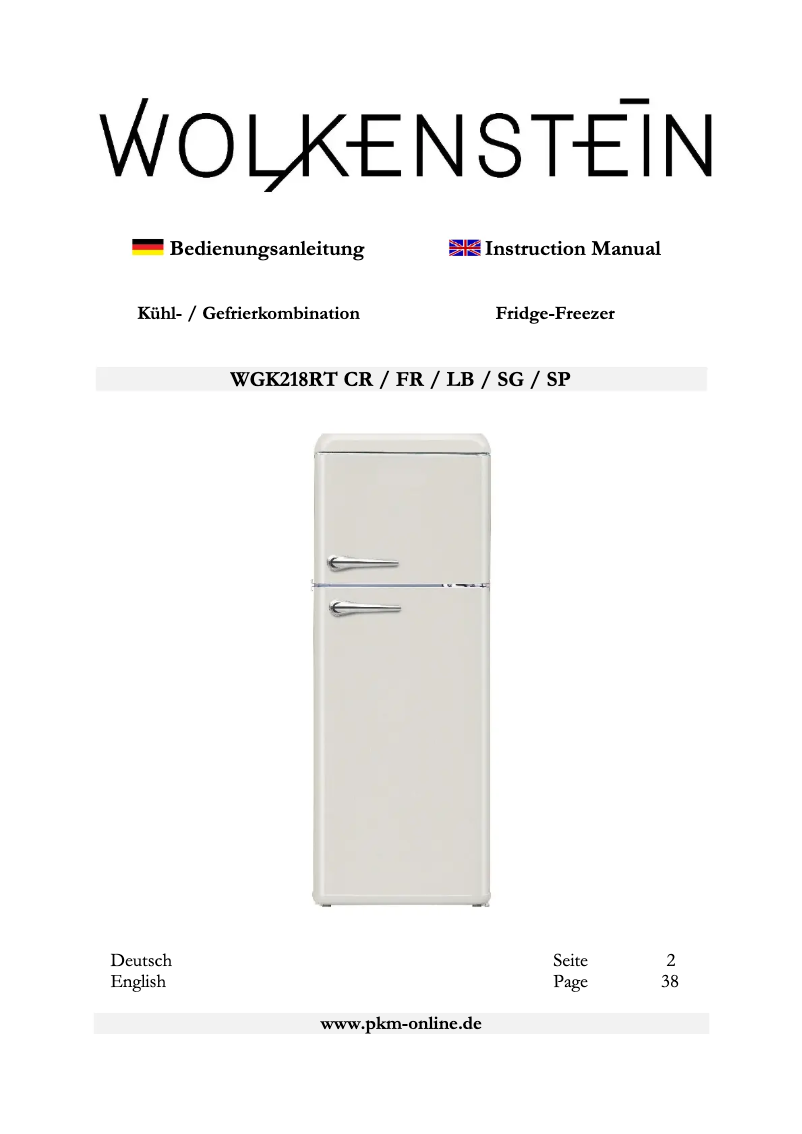 Page n°1 - Manuel utilisateur Wolkenstein WGK218RT SG