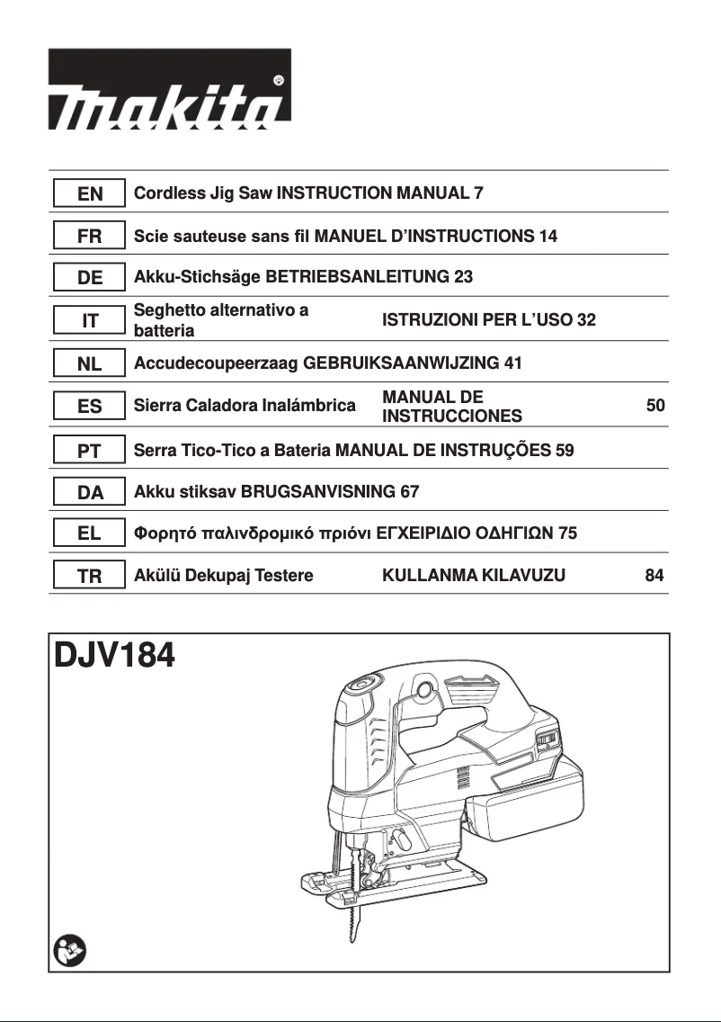 Page 1 de la notice Manuel utilisateur Makita DJV180RTJ