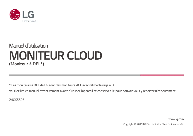 Page n°1 - Manuel utilisateur LG 24CK550Z-BP