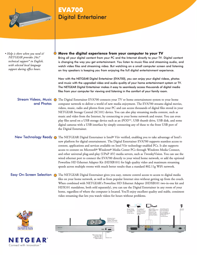 Page 1 de la notice Fiche technique Netgear EVA700