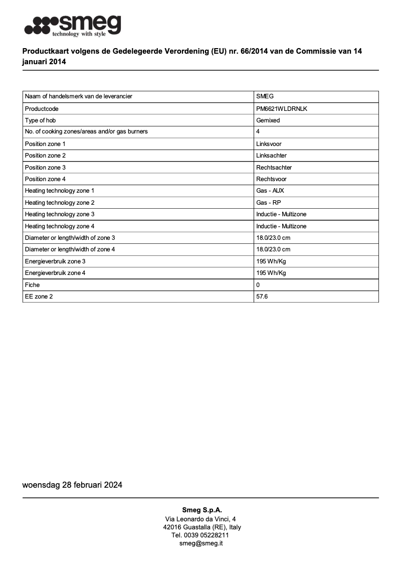 Page 1 de la notice Manuel utilisateur Smeg PM6621WLDRNLK