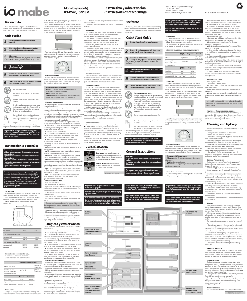 Page 1 de la notice Manuel utilisateur Mabe IOM510MZMRN0