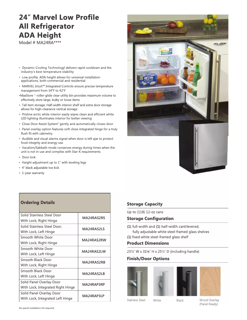 Página 1 del manual Ficha técnica Marvel MA24RAS2RB