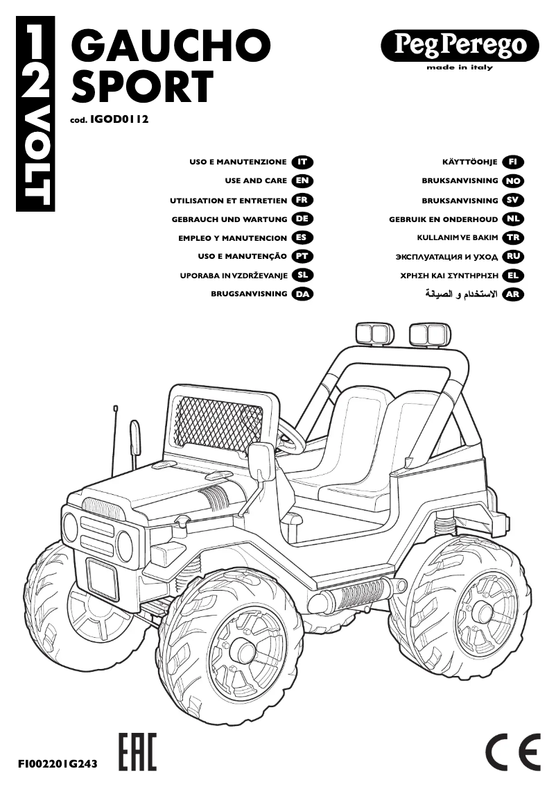 Image de la première page du manuel de l'appareil Gaucho Sport