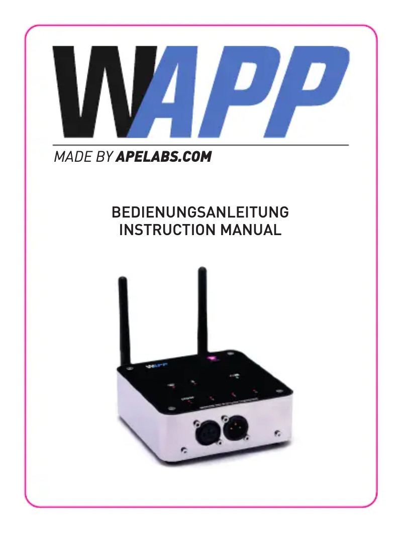 Page n°1 - Manuel utilisateur Ape Labs W-APP