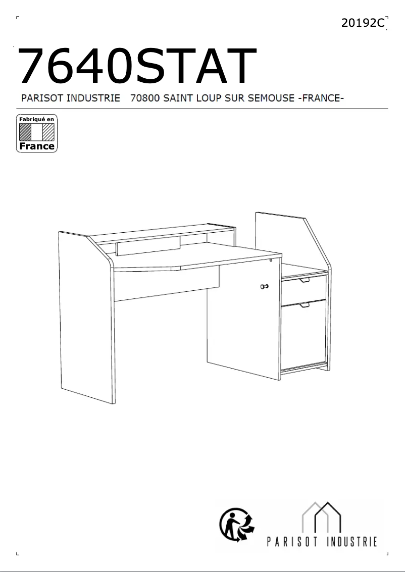 Page 1 de la notice Manuel utilisateur Parisot SetUp 7640STAT