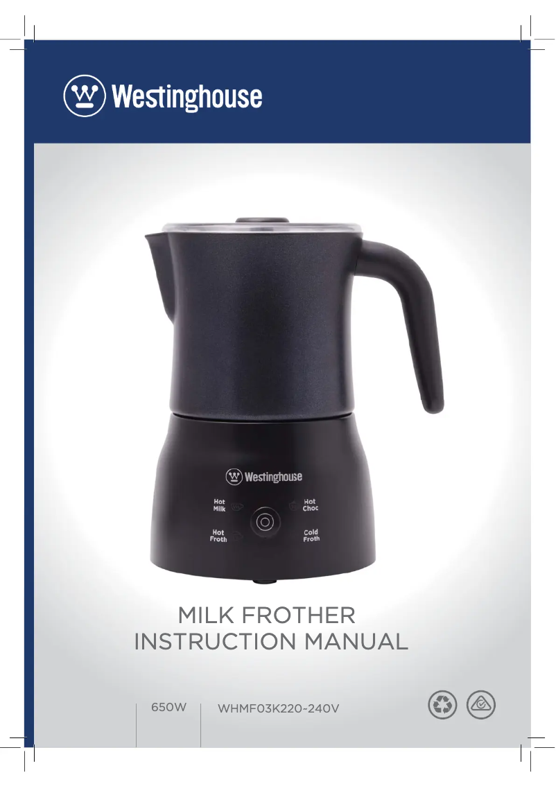 Page n°1 - Manuel utilisateur Westinghouse WHMF03K