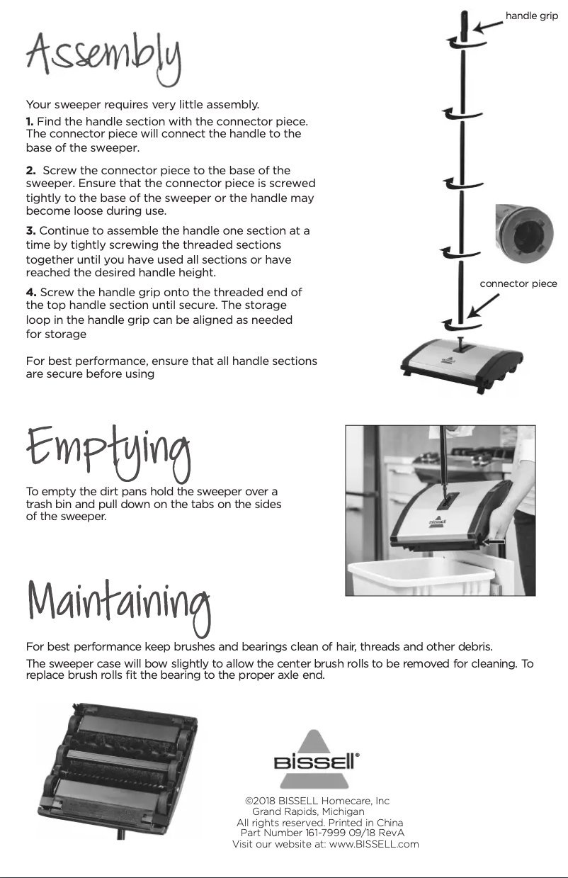 Page 1 de la notice Manuel utilisateur Bissell Natural Sweep Carpet & Floor