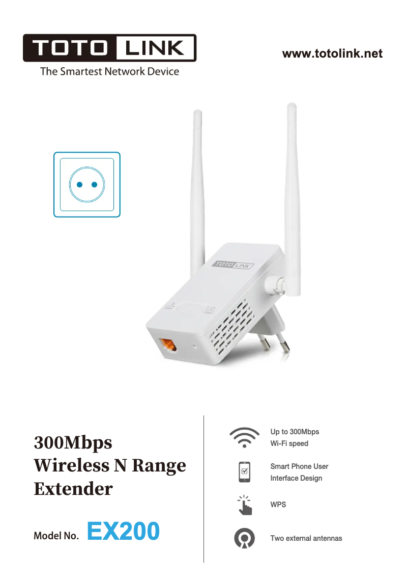 Página 1 del manual Ficha técnica Totolink EX200