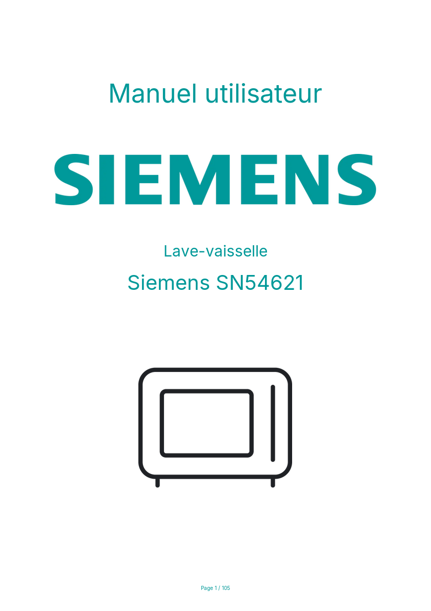 Page n°1 - Manuel utilisateur Siemens SN54621